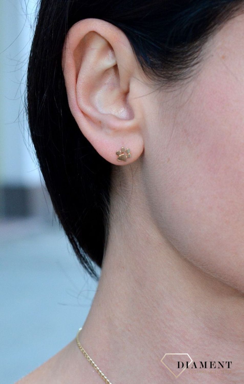 Złote kolczyki przy uchu 'Złota Łapka' KL 8015.jpg